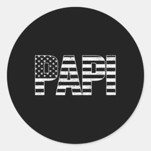 Sticker Rond Fête des pères papi patriotique américaine 4e drap