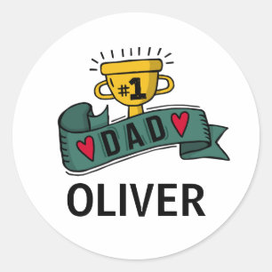 Sticker Rond Fête des pères personnalisée des noms personnalisé