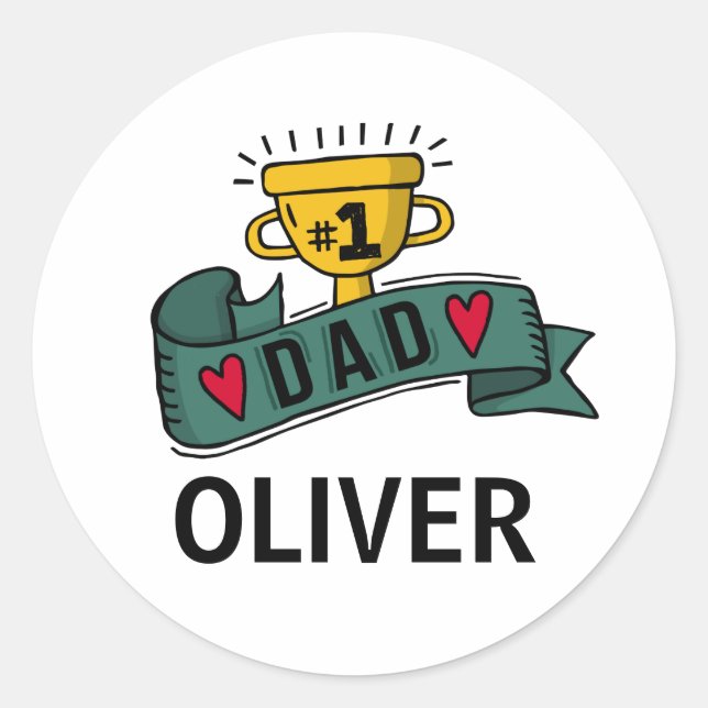 Sticker Rond Fête des pères personnalisée des noms personnalisé (Devant)