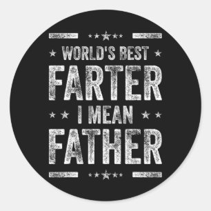 Sticker Rond Fête des pères Retro Papa World's Best Farter Je v