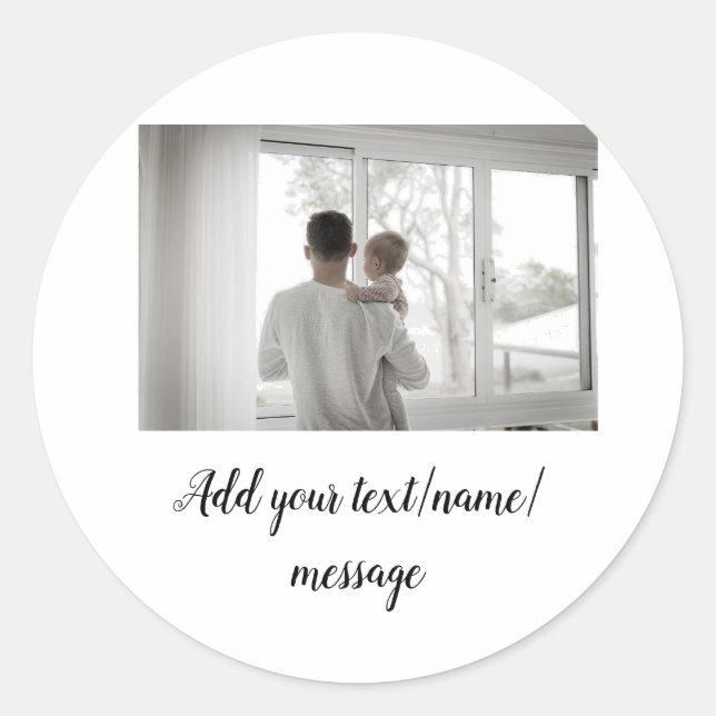 Sticker Rond fête des pères son père papa ajouter un texte phot (Devant)