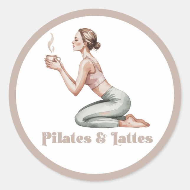 Sticker Rond Fête d'expérience de bien-être Pilates & Lattes (Devant)