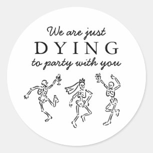 Sticker Rond Fête d'Halloween aux squelettes dessinés à la main