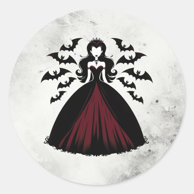 Sticker Rond Fête d'Halloween de la Reine Vampire (Devant)