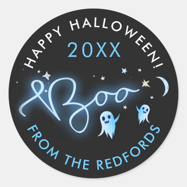 Sticker Rond Fête d'Halloween Fantômes Hantée de Nuit (Devant)