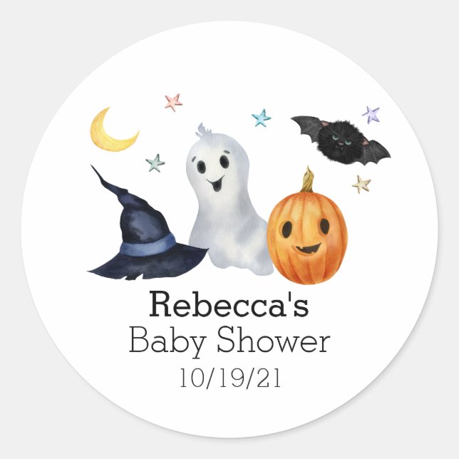 Sticker Rond Fête d'Halloween Fête Prénatale Bébé d'Octobre Fan (Devant)