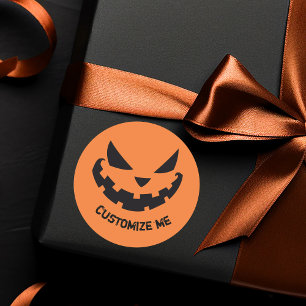 Sticker Rond Fête d'Halloween Orange Personnalisé Jack-o'-lante