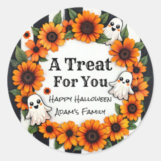 Sticker Rond Fête d'Halloween personnalisée - 'Un régal pour vo