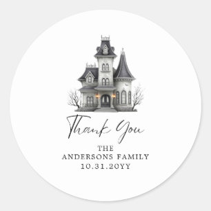 Sticker Rond Fête d'Halloween pour adultes dans une maison hant