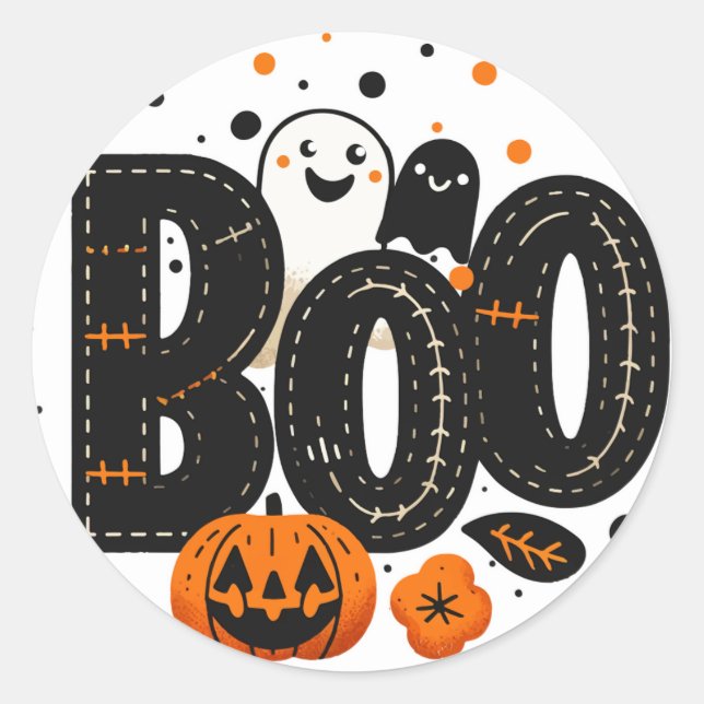 Sticker Rond Fête d'Halloween Stitch Frankenstein BOO  (Devant)