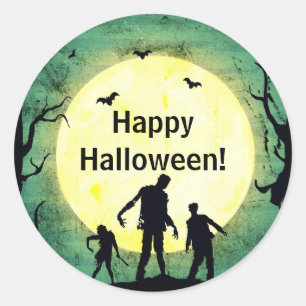 Sticker Rond Fête d'Halloween Zombie Mort-Vivant