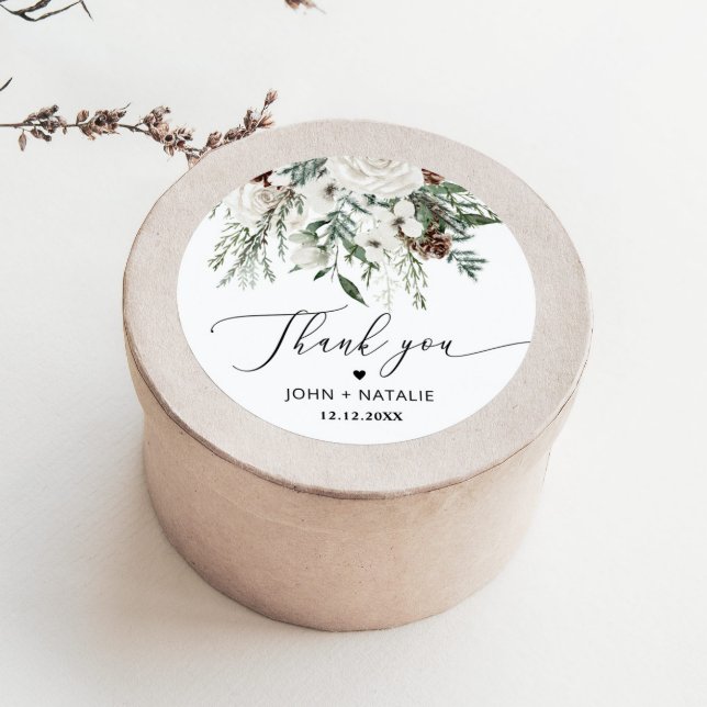 Sticker Rond Fête d'hiver feuillage mariage à feuillage persist (Créateur téléchargé)