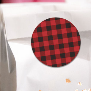 Sticker Rond fête d'hiver rustique bûcheron rouge