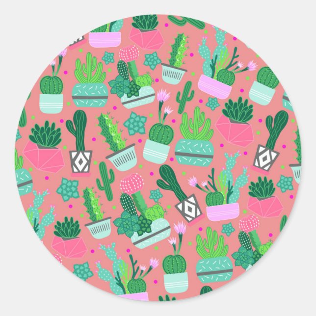 Sticker Rond Fête Douce 16ème Anniversaire Motif de Cactus Sud- (Devant)