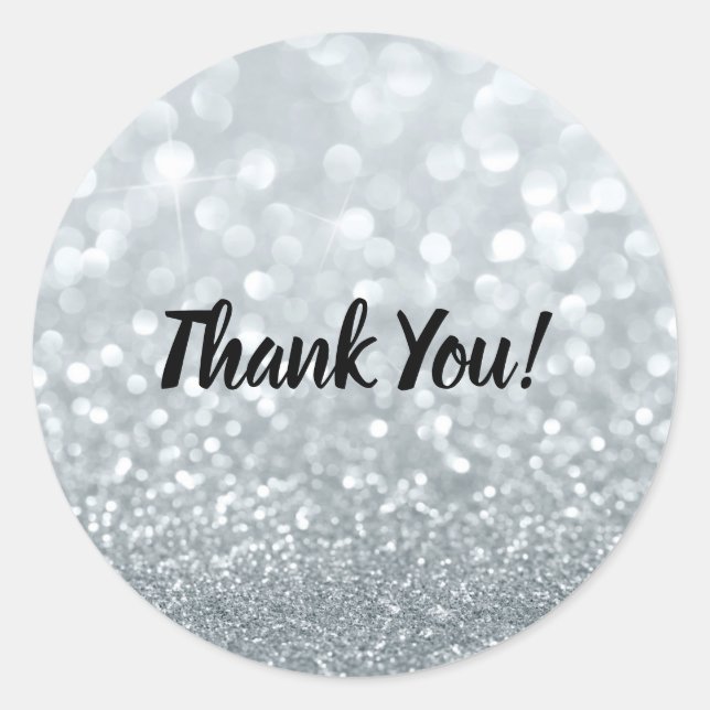 Sticker Rond Fête Douce Sparkly Paillettes Blanches 16 Ans (Devant)