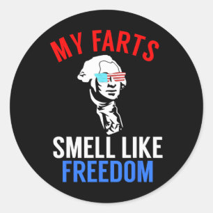 Sticker Rond Fête drôle du 4 juillet - Tee drôle de George Wash