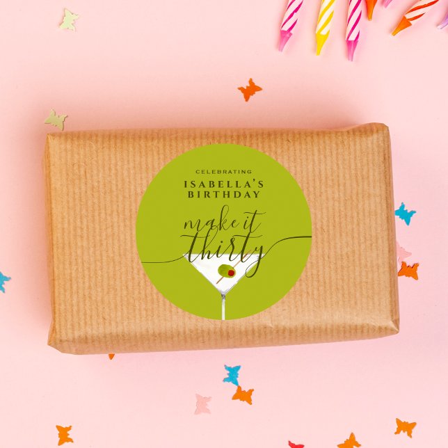 Sticker Rond Fête du 30e anniversaire du Martini vert Make It T (Créateur téléchargé)