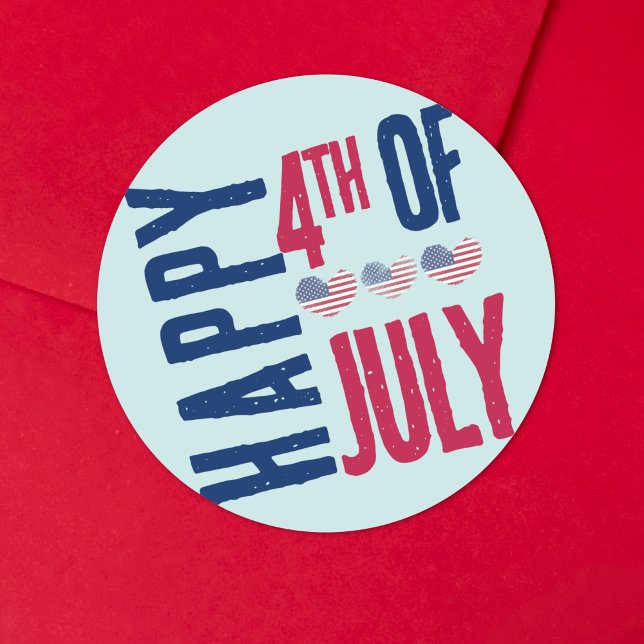 Sticker Rond Fête du 4 juillet (4th Of July Party USA American Flag Classic Round Sticker )