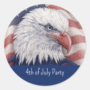 Sticker Rond Fête du 4 juillet aigle rouge blanc bleu patriotiq
