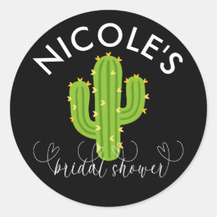 Sticker Rond Fête du Cactus à Cœur Jaune Amour Mariage