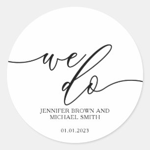 Sticker Rond Fête du Mariage signature simple Nous faisons