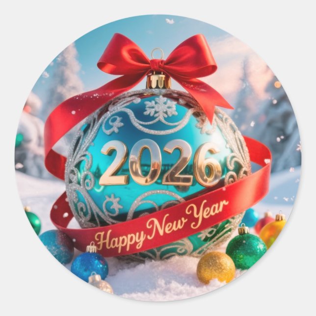 Sticker Rond Fête du Nouvel An 2026 (Devant)