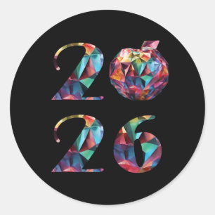 Sticker Rond Fête du Nouvel An 2026 - Coloré