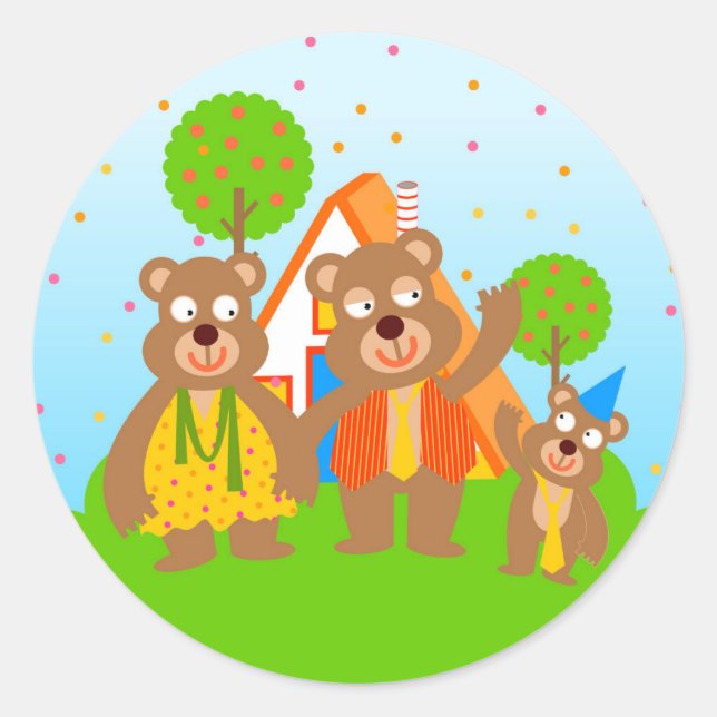 Sticker Rond Fête du premier anniversaire de l'ours sauvage (Devant)