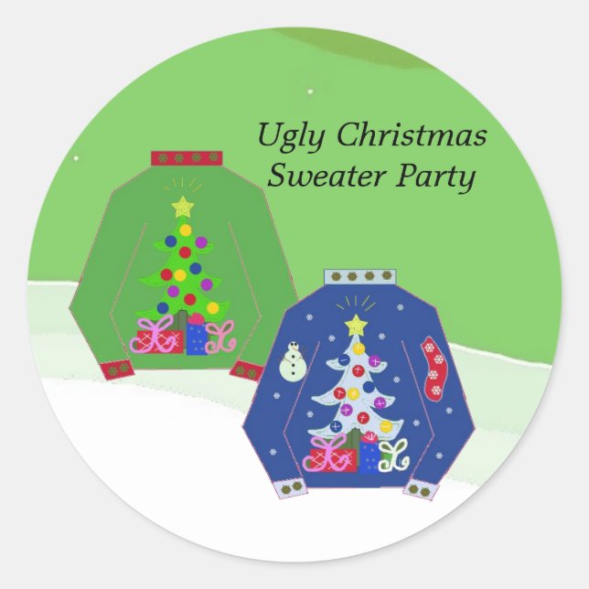 Sticker Rond Fête du Pull de Noël Moche (Devant)