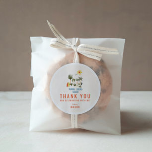 Sticker Rond Fête du Surf Birthday Thank You Favor Classic