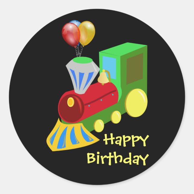 Sticker Rond Fête du Train d'Anniversaire (Devant)