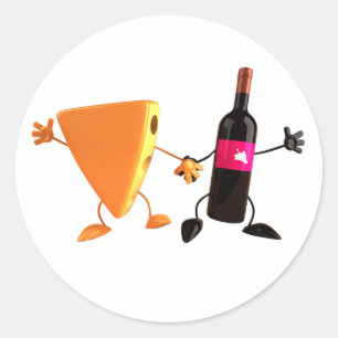 Sticker Rond Fête du vin et du fromage amusante