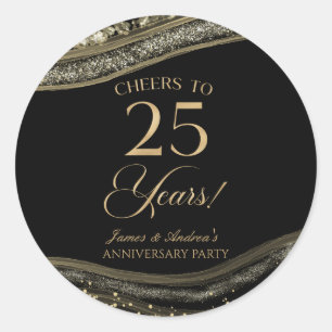 Sticker Rond Fête élégante d'anniversaire de 25 ans en agate no