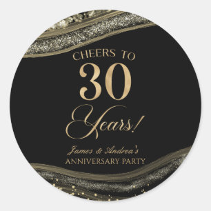 Sticker Rond Fête élégante d'anniversaire de 30 ans en agate no