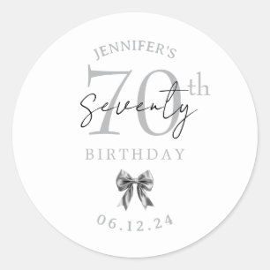 Sticker Rond Fête élégante d'anniversaire de 70 ans avec un nœu