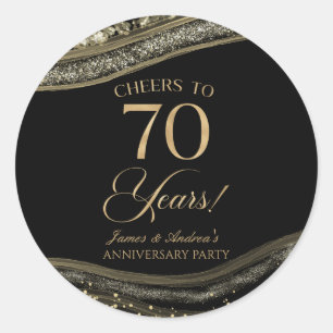 Sticker Rond Fête élégante d'anniversaire de 70 ans en agate no
