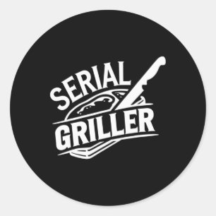 Sticker Rond Fête estivale BBQ Ckyard Grillade drôle amateur de