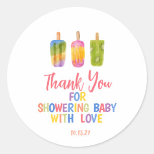 Sticker Rond Fête estivale Popsicle baby shower Ice Cream
