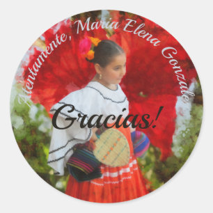 Sticker Rond Fête Fleur Gracias 2555