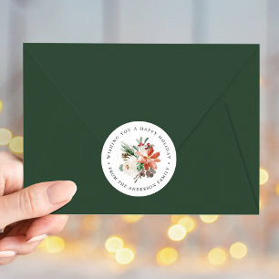 Sticker Rond Fête Florale d'Hiver