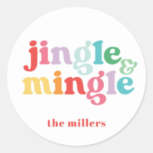 Sticker Rond Fête Jingle & Mingle Noël coloré