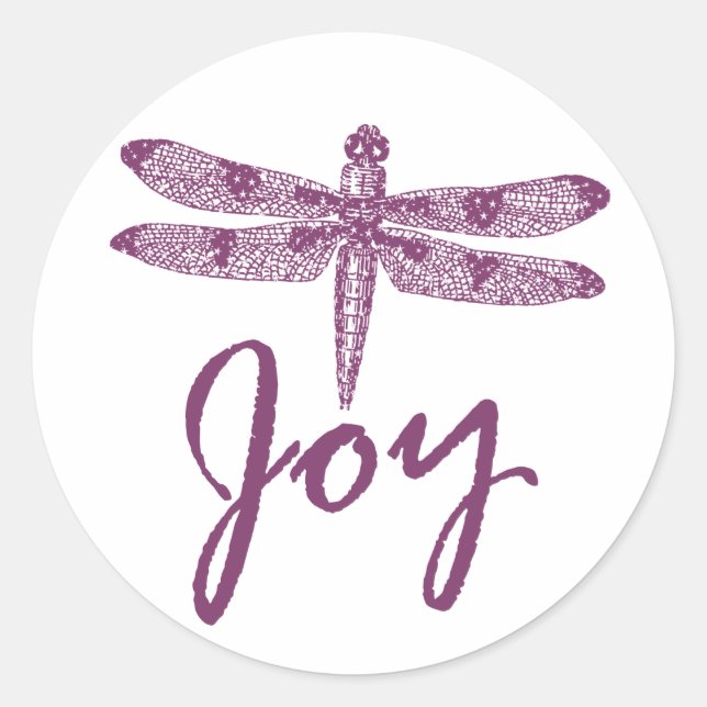 Sticker Rond Fête Joie Purple Dragonfly (Devant)