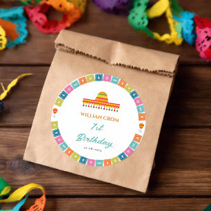 Sticker Rond Fête mexicaine Cactus 1ère année