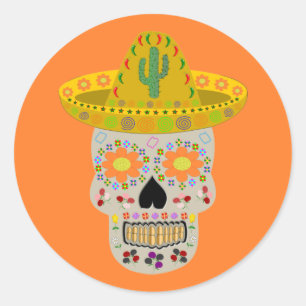 Sticker Rond Fête mexicaine du crâne mort