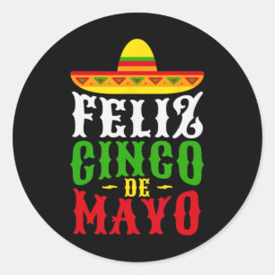 Sticker Rond Fête mexicaine Feliz Cinco De Mayo 