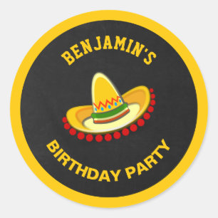 Sticker Rond Fête mexicaine Sombrero fête d'anniversaire Favori