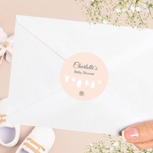 Sticker Rond Fête minimale bébé fille pêche clair
