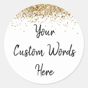 Sticker Rond Fête Personnalisée Favoriser Anniversaire Blanc Or