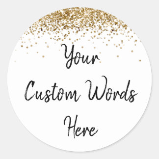 Sticker Rond Fête Personnalisée Favoriser Anniversaire Blanc Or