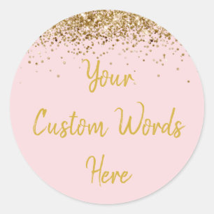 Sticker Rond Fête Personnalisée Favoriser Anniversaire Blush Ro